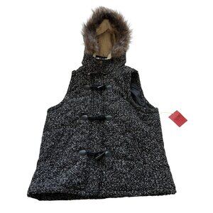 Mossimo Supply winter vest hooded XL sherpa lining faux fur hood toggles